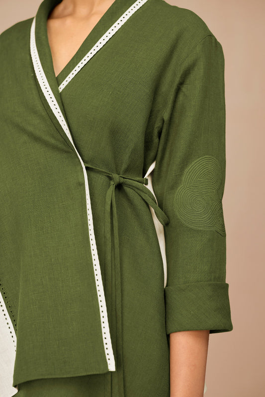 Linen Beia Shirt Set – Green