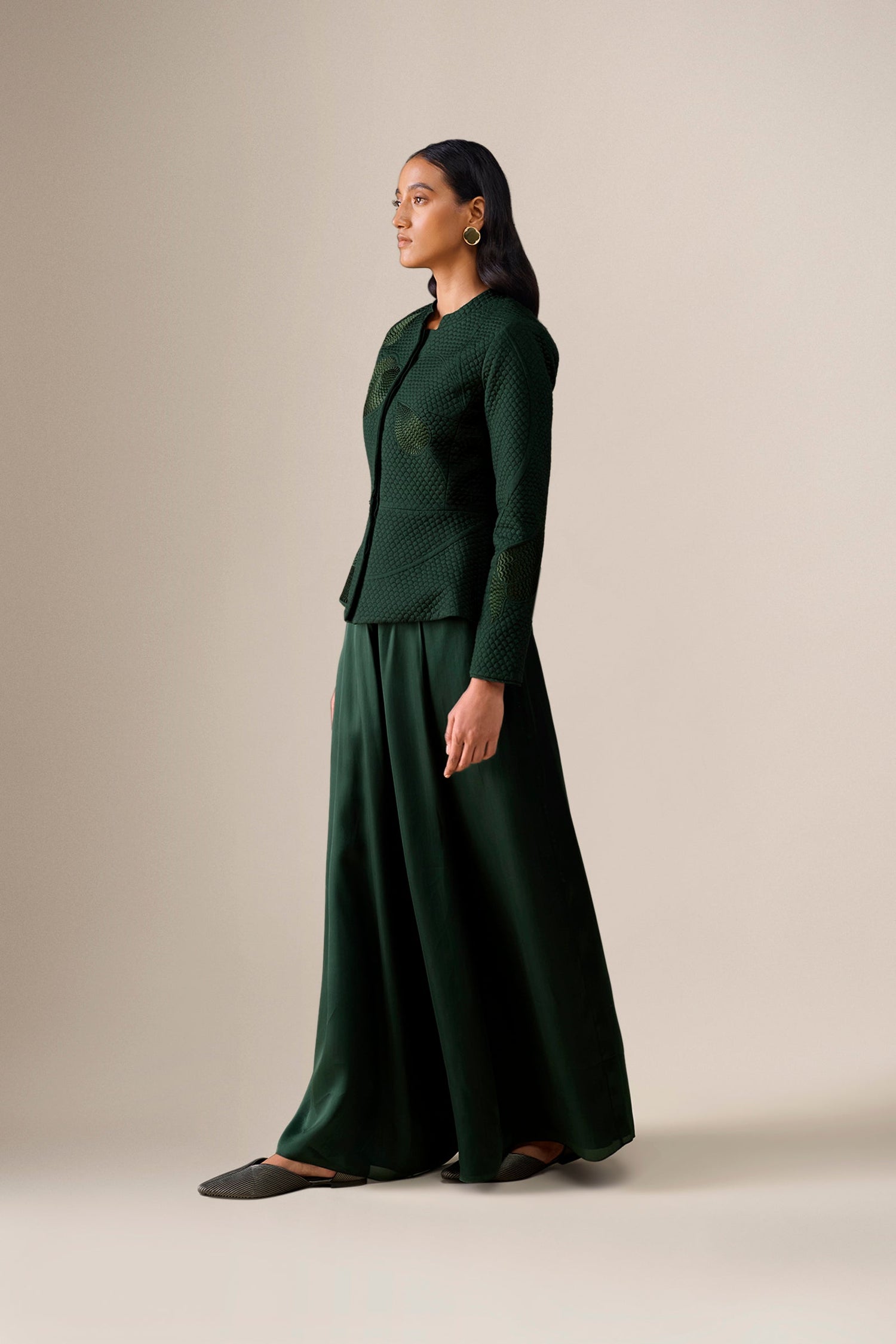  Silk Valla Jacket Set – Green