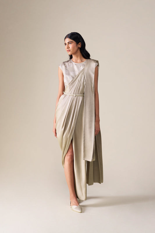 Chanderi  Imara Saree – Beige