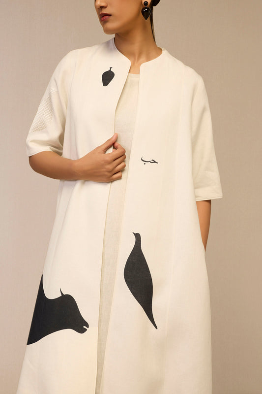 Linen Dilzafer Jacket Set – Ivory