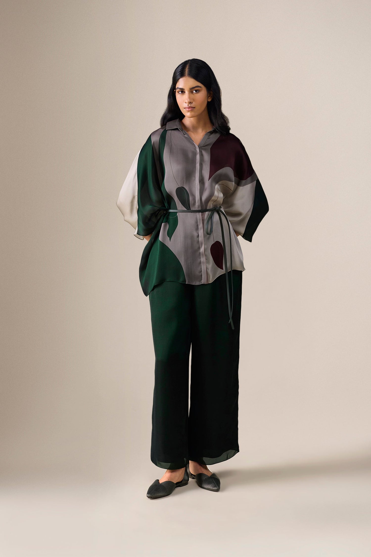  Silk Annera Shirt Set – Green