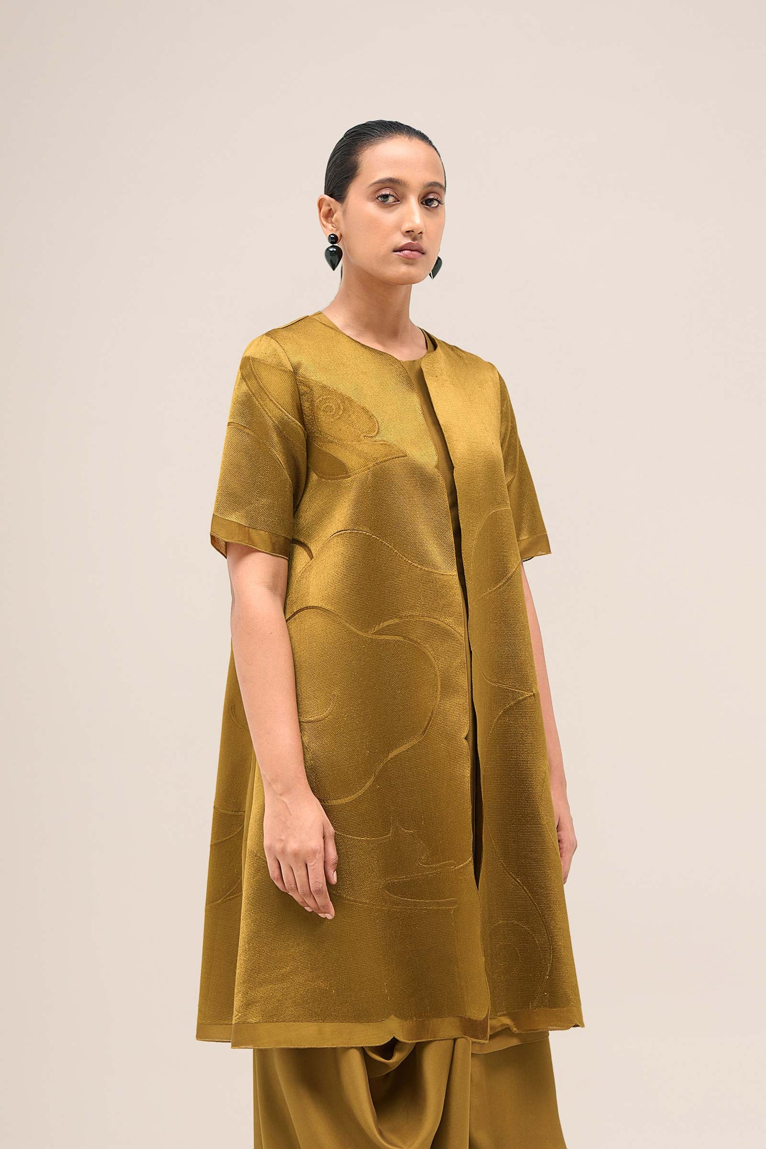  Chanderi Israh Jacket Set – Yellow
