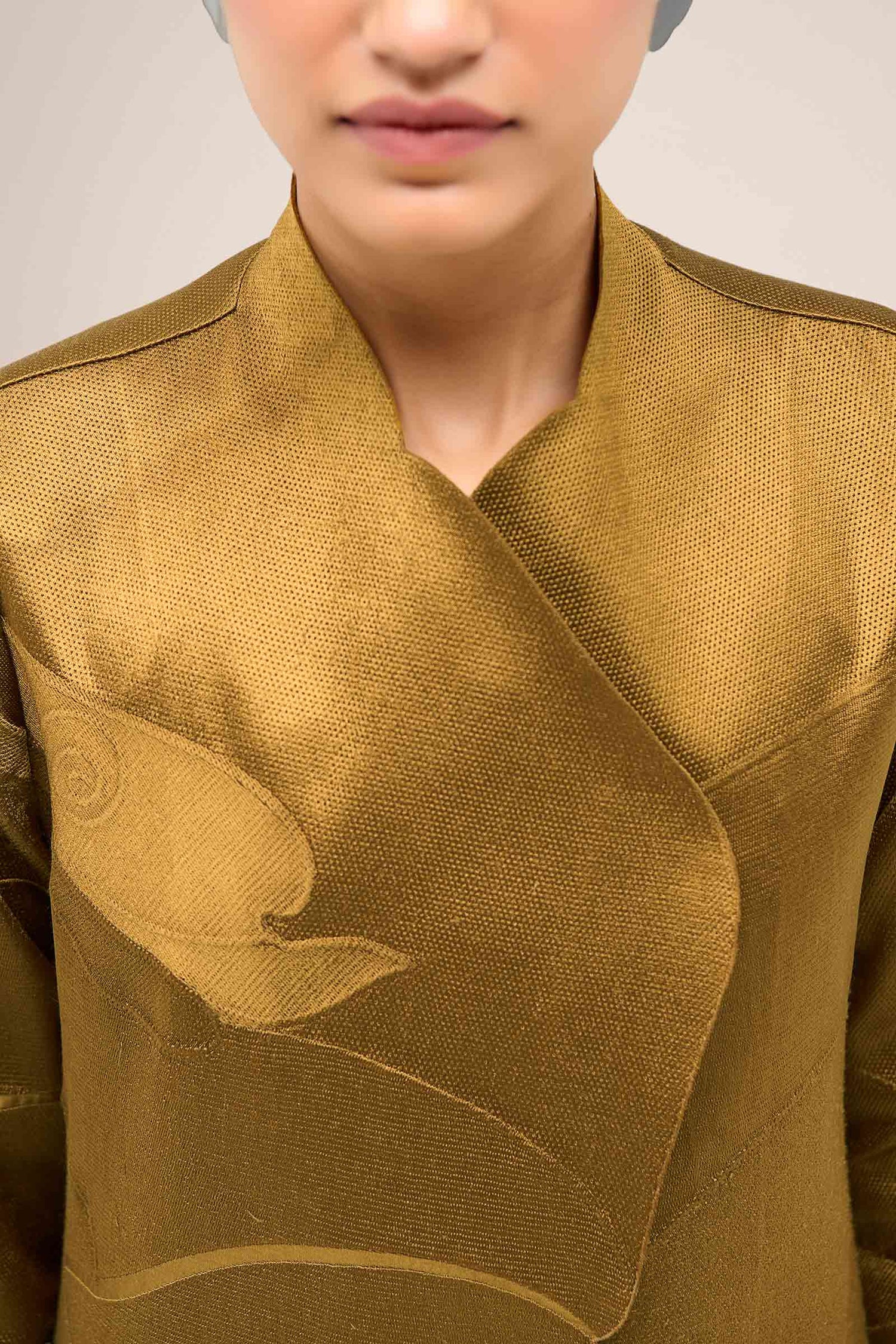  Chanderi Mona Jacket Set – Yellow