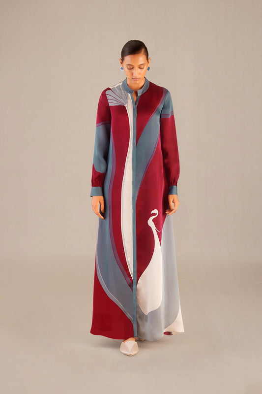 Organza Zaib Abaya – Red