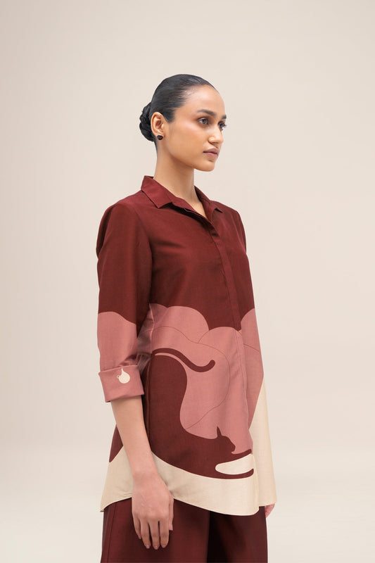 Chanderi Rania Shirt Set – Red