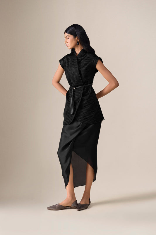 Chanderi Selah Jacket Set – Black