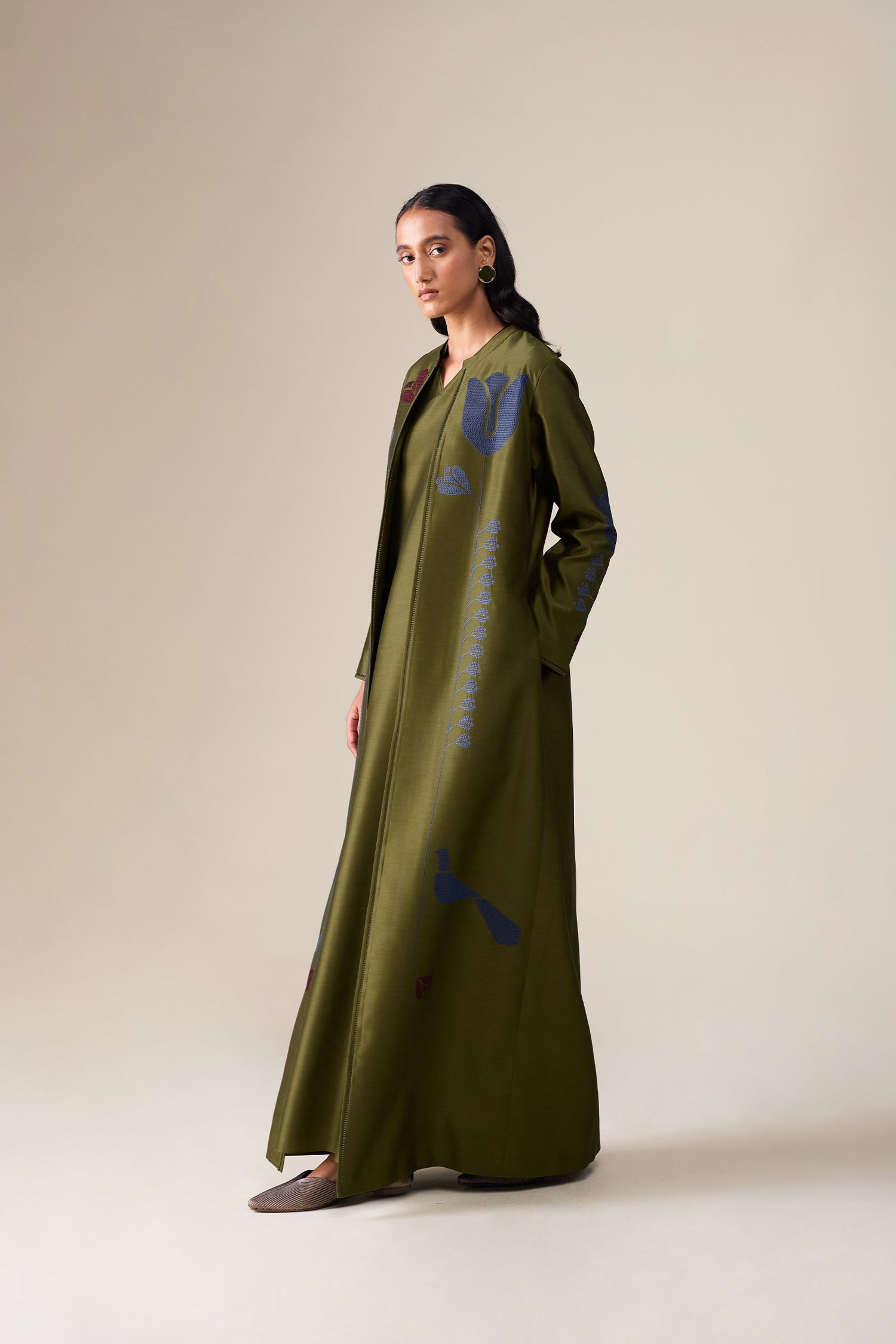  Chanderi Maliah Abaya Set – Red