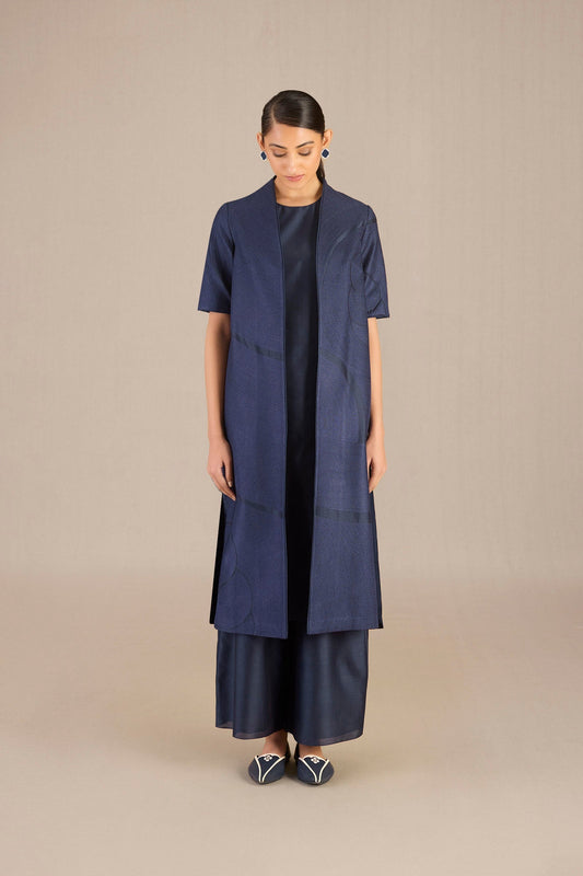 Chanderi Adilah Jacket Set – Blue