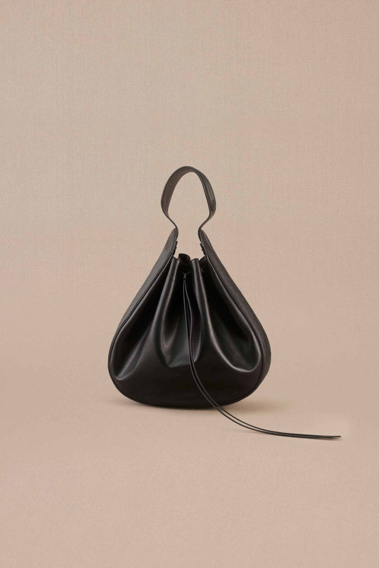 Faux Leather Haya Bucket Bag – Black