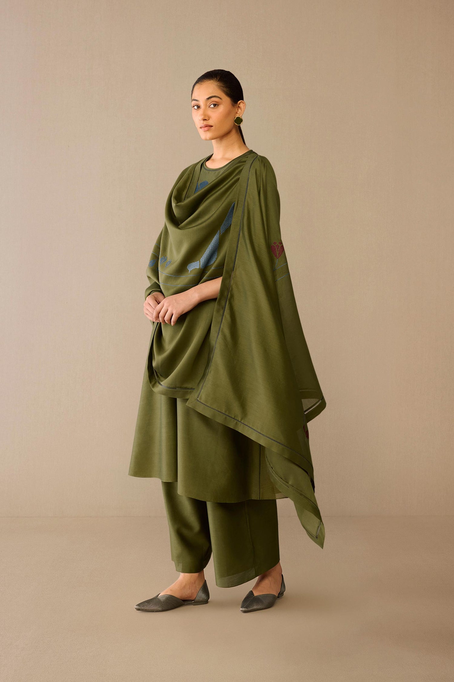  Chanderi Samreen Kurta Set – Green