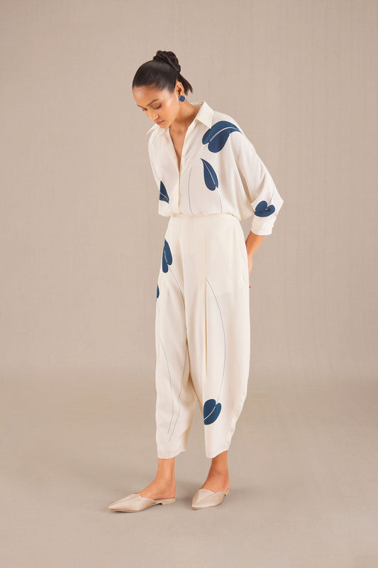 Silk Salma Co-ord Shirt Set – Ivory