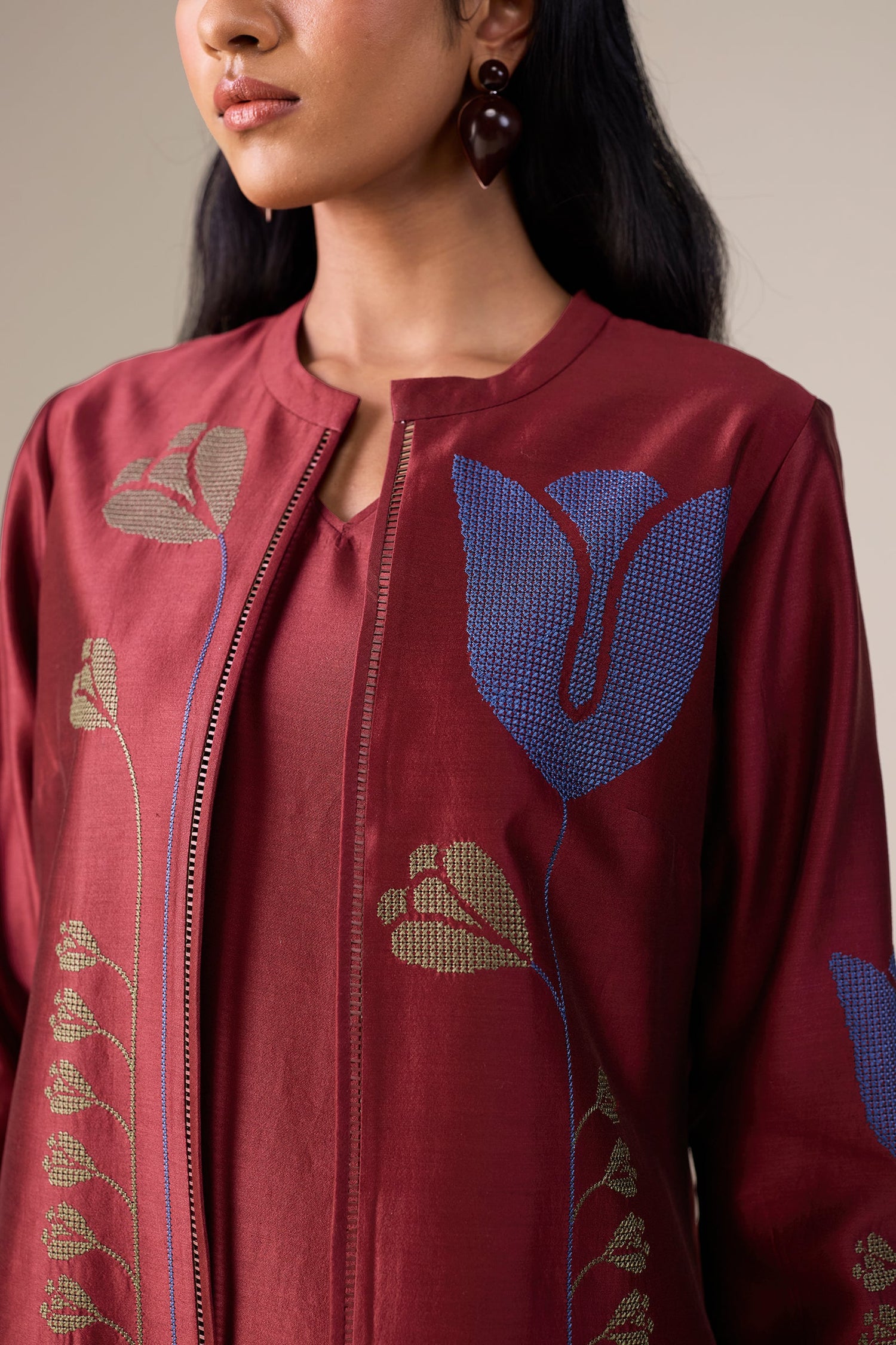  Chanderi Maliah Abaya Set – Green