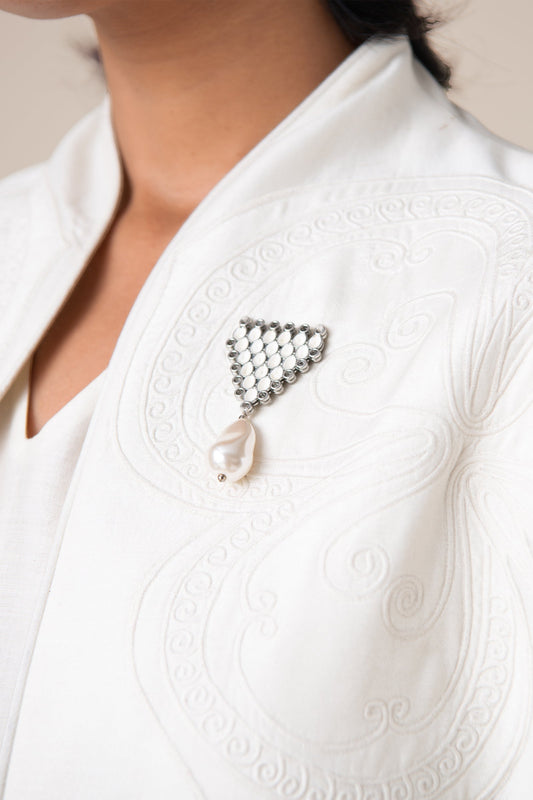   Chanderi Aluna Jacket Set – Ivory