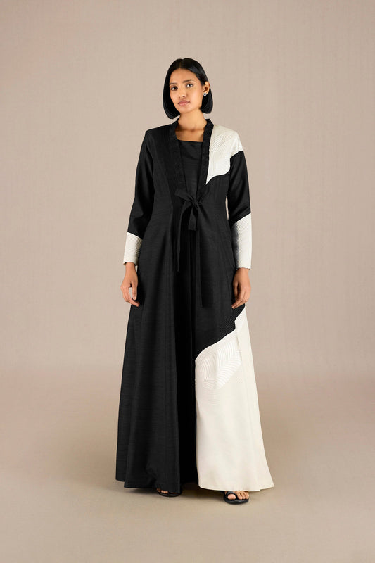 Silk Saanjh Abaya – Black