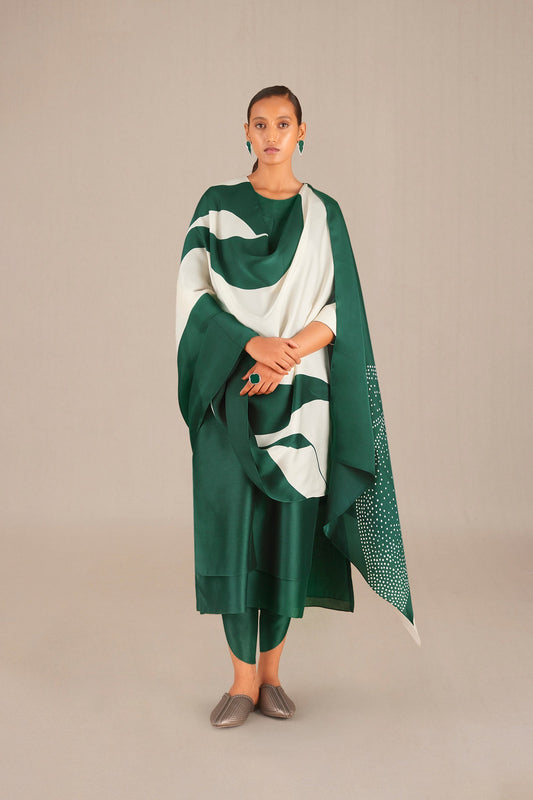 Chanderi Azmi Kurta set – Green