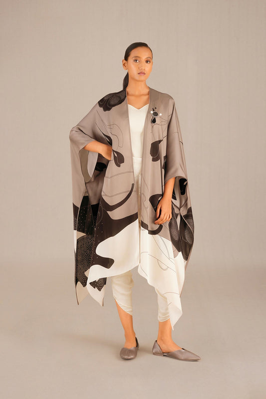 Organza Asfa Cape Set – Beige
