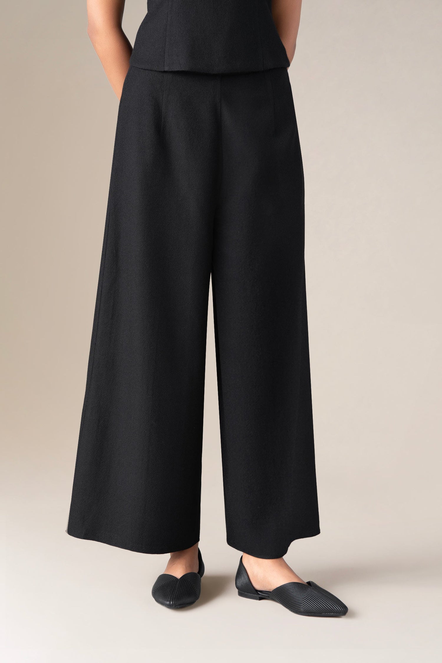  Wool Alba Palazzo – Black