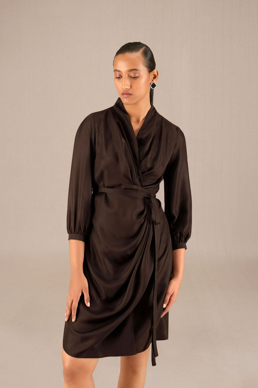 Neesa Short Dress  - Dark Brown