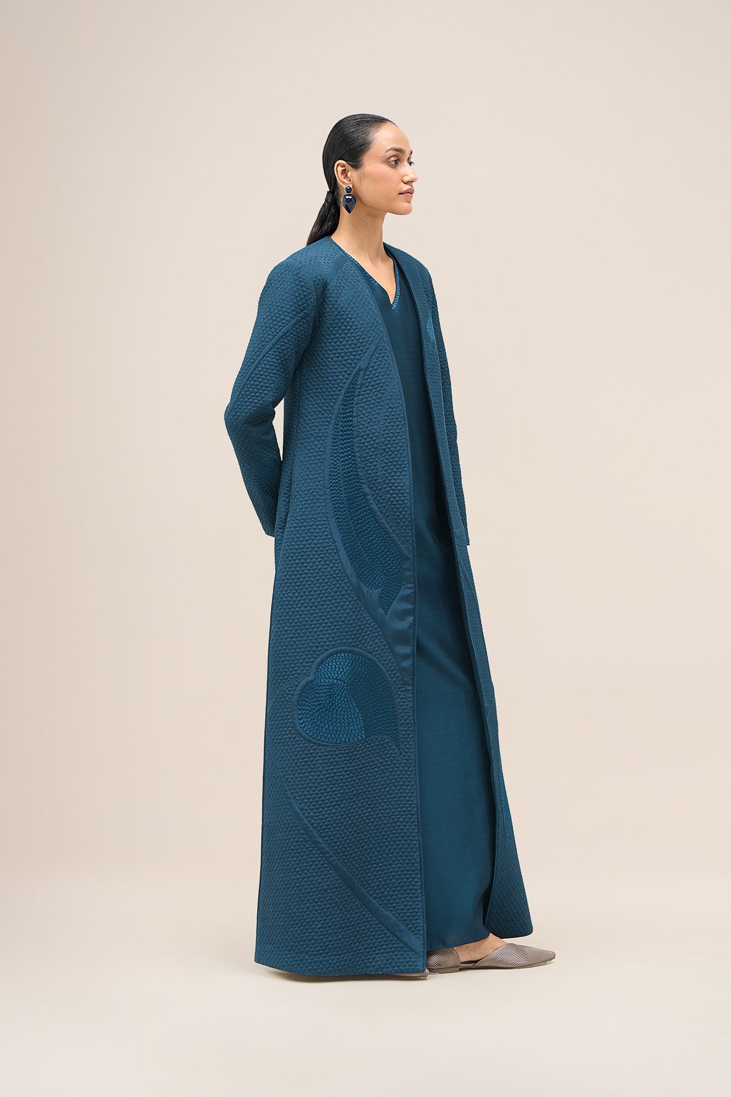  Shantung Raziya Abaya Set – Blue