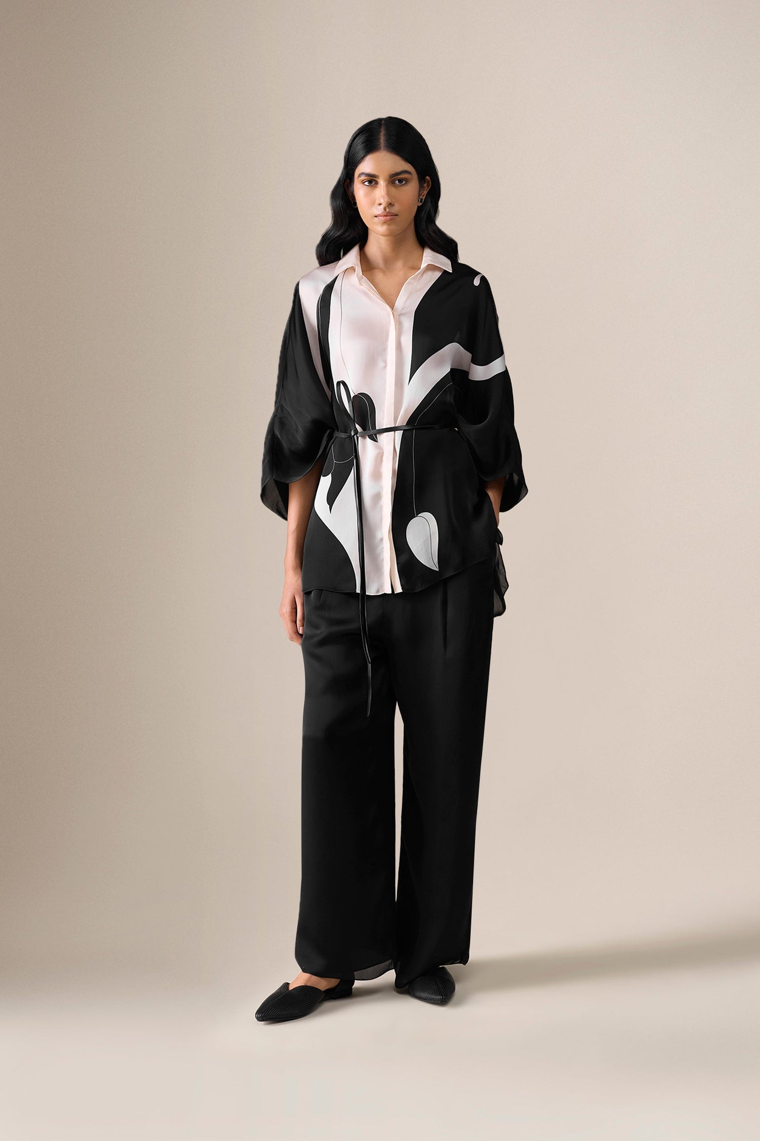  Organza Elvira Shirt Set – Black