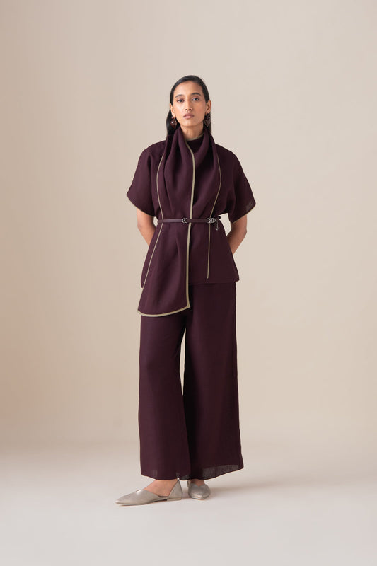 Linen Dilnami Top Set – Red