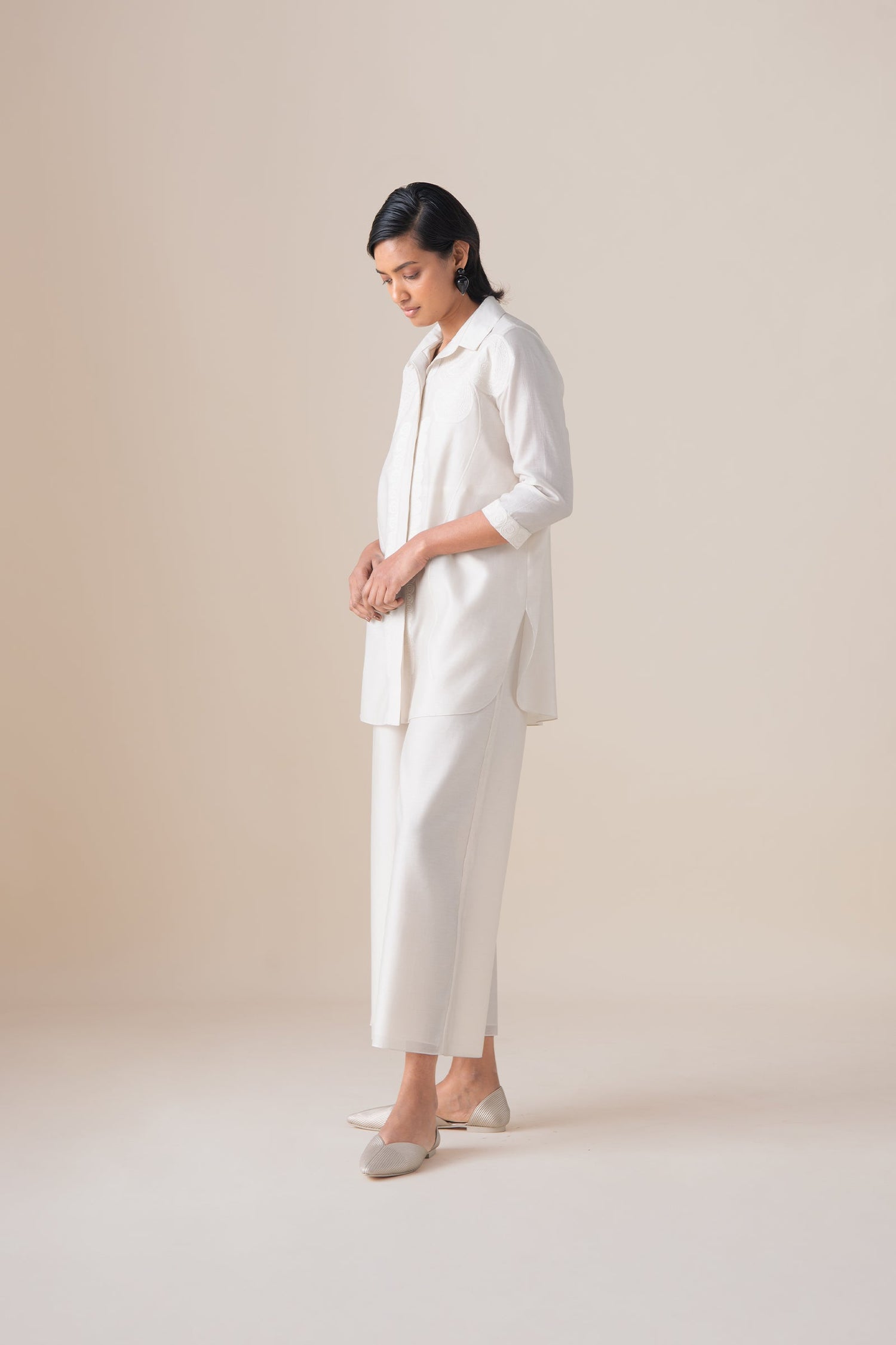  Chanderi Azea Shirt – Ivory