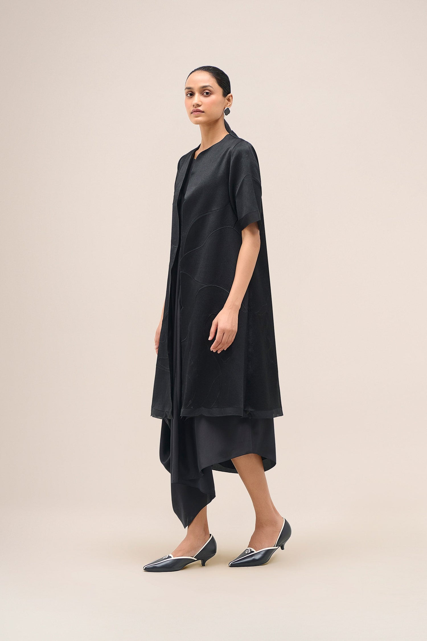  Chanderi Israh Jacket Set – Black