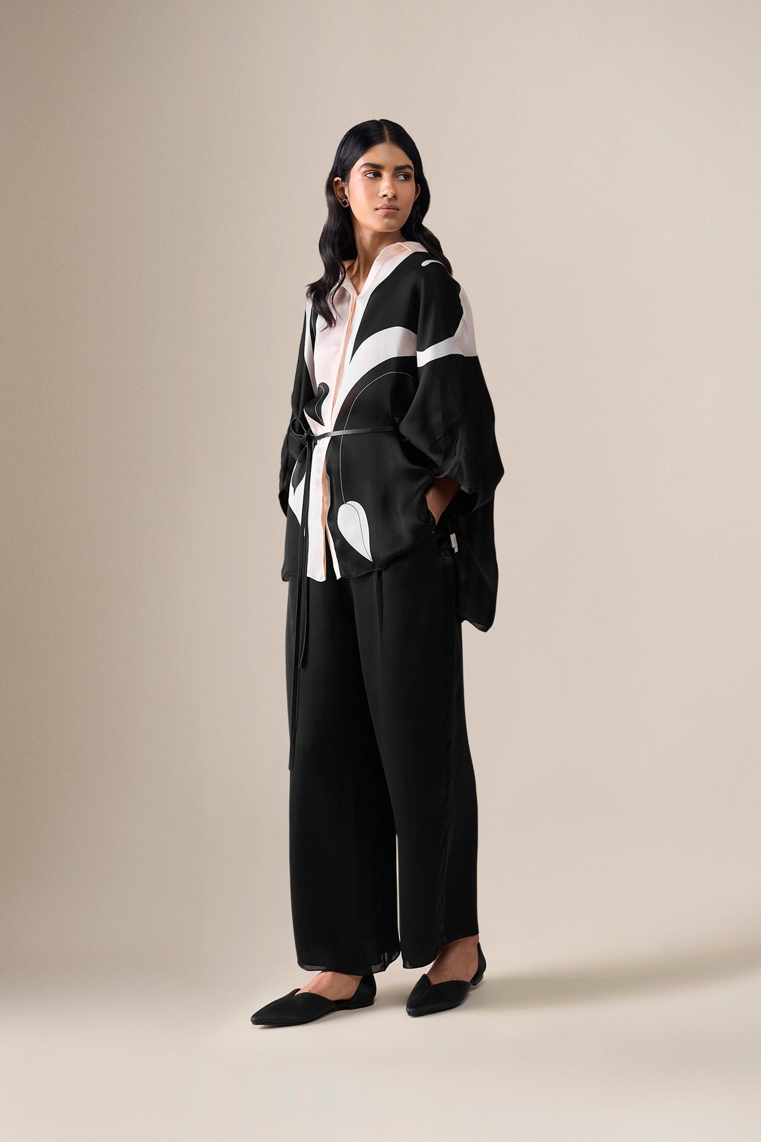  Organza Elvira Shirt Set – Black