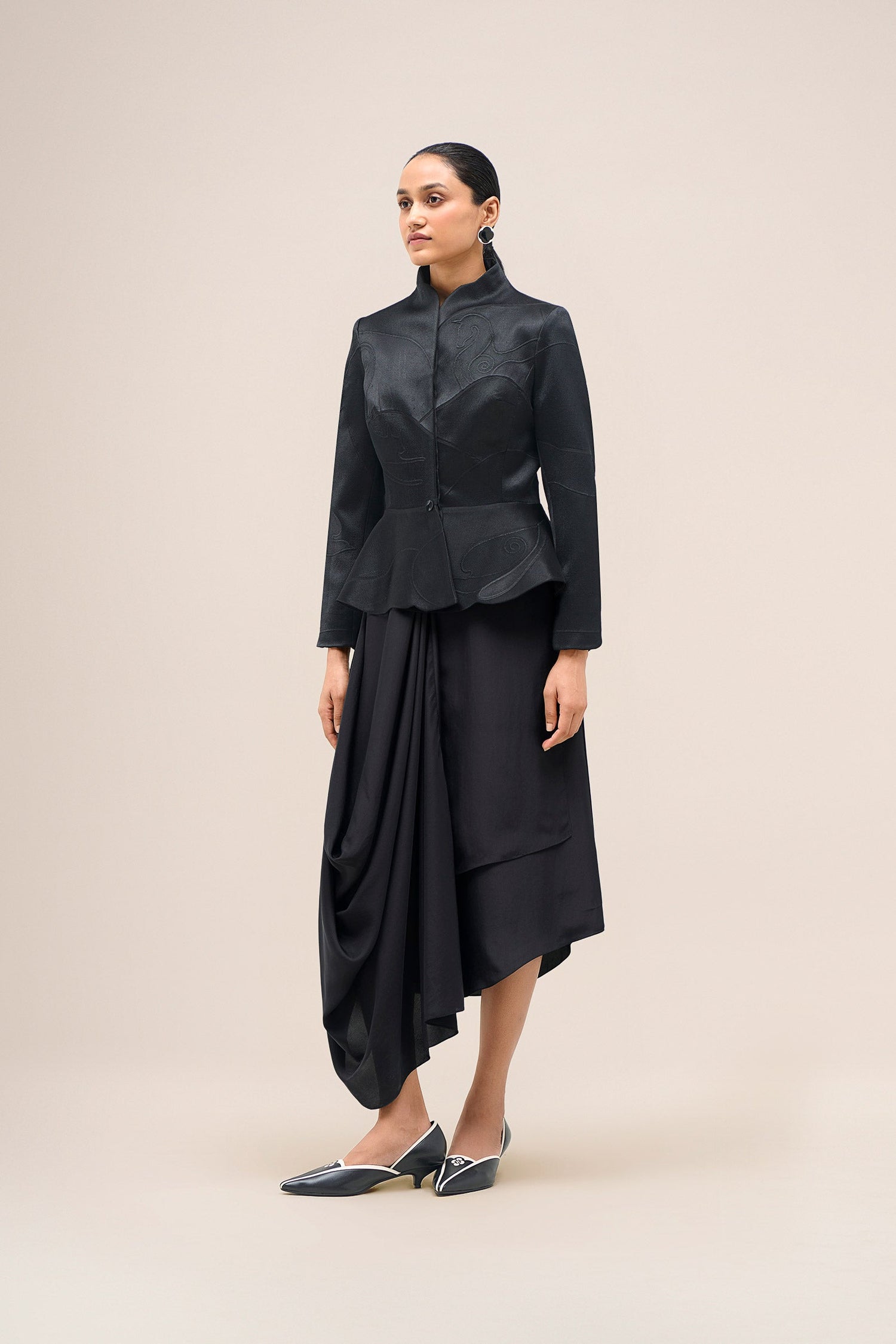  Chanderi Layla Jacket Set – Black