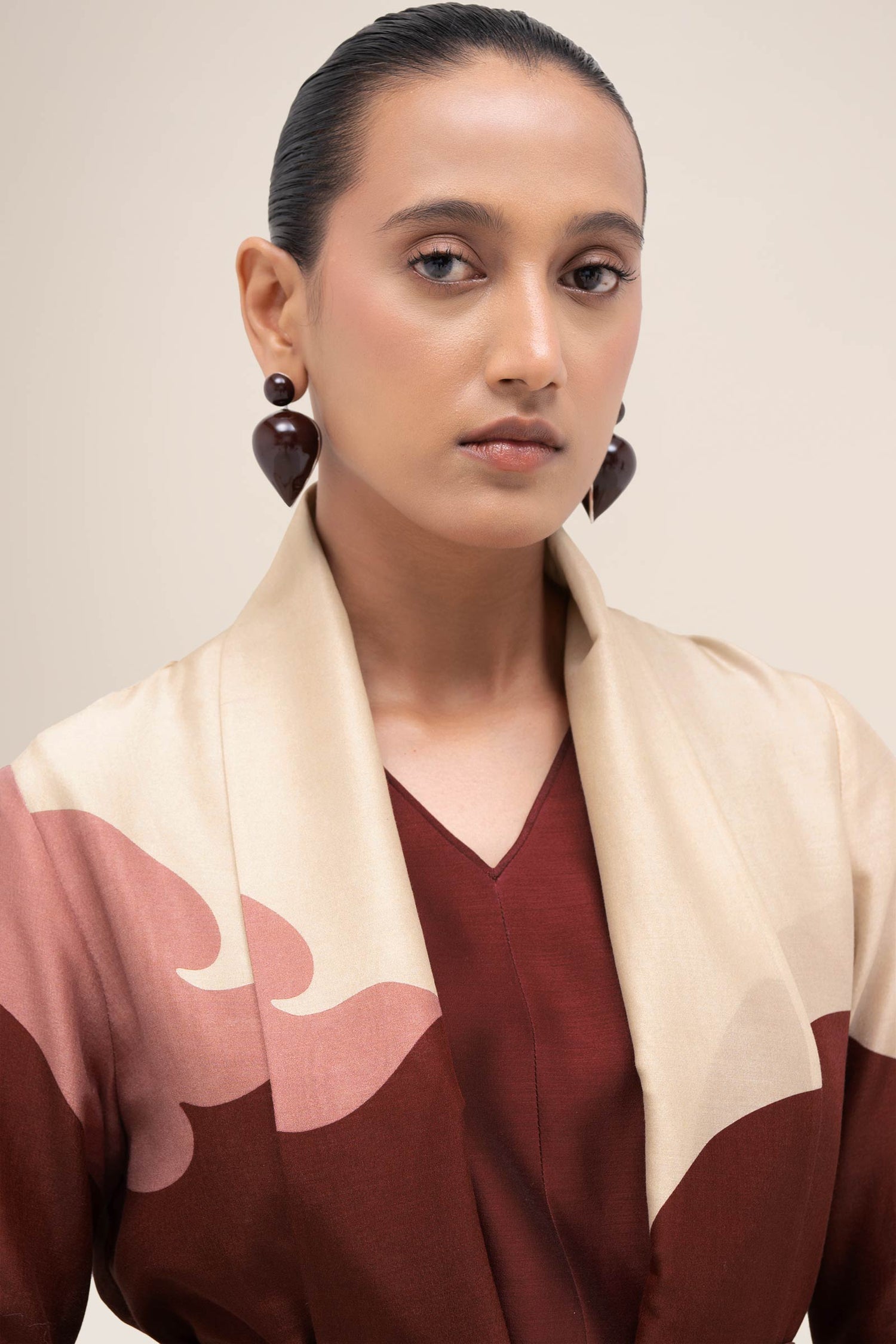  Chanderi Ghubar Abaya Set – Red