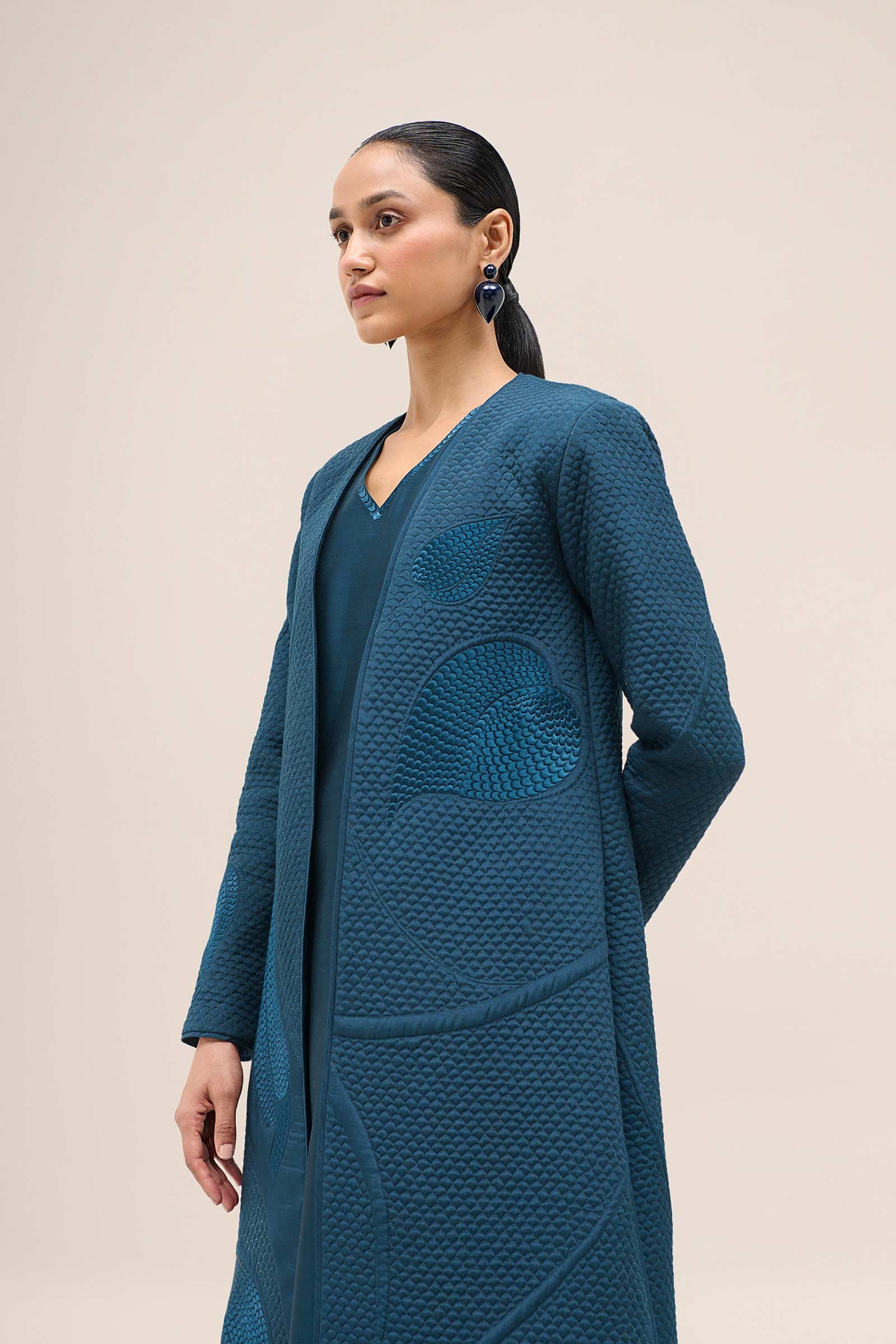  Shantung Raziya Abaya Set – Blue