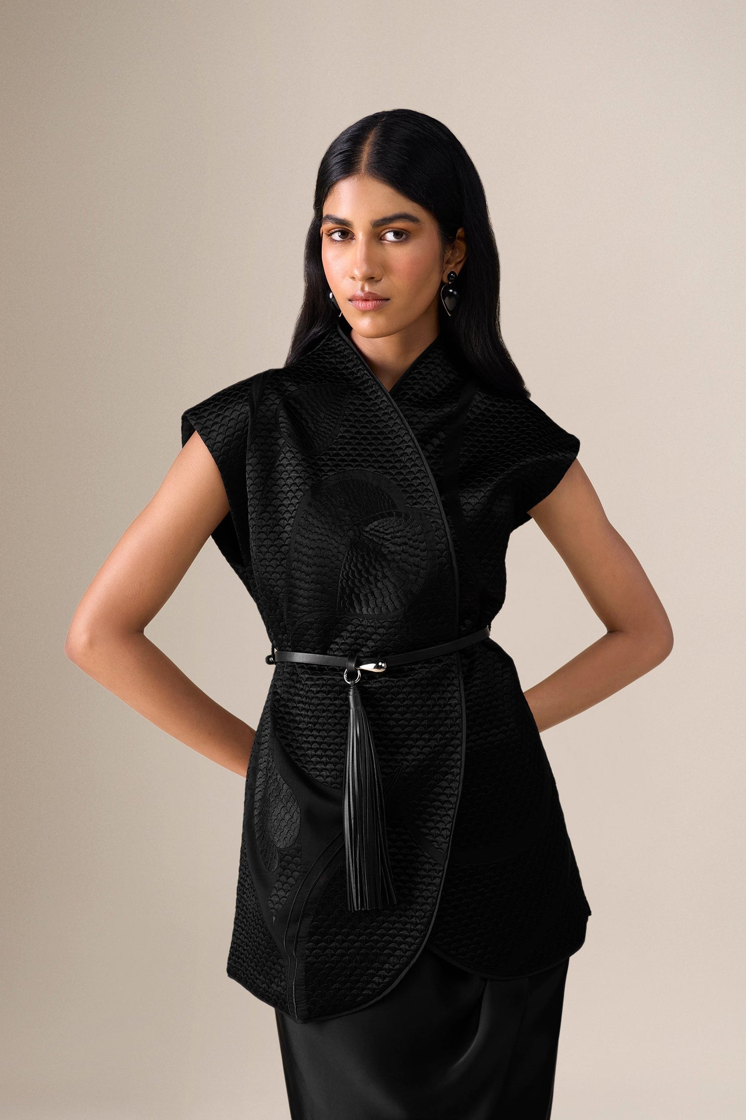  Chanderi Selah Jacket Set – Black