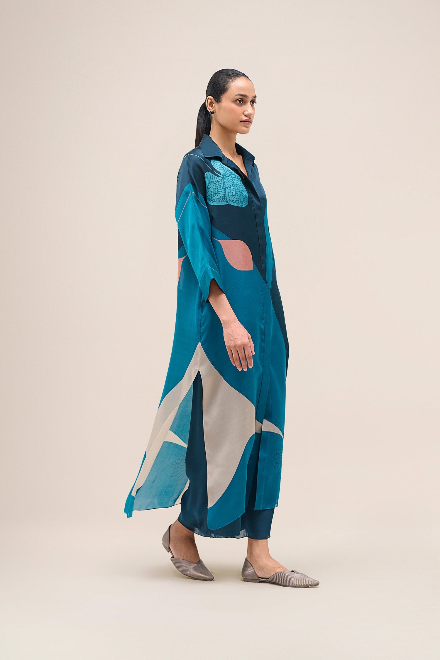  Organza Nila Tunic Set – Blue