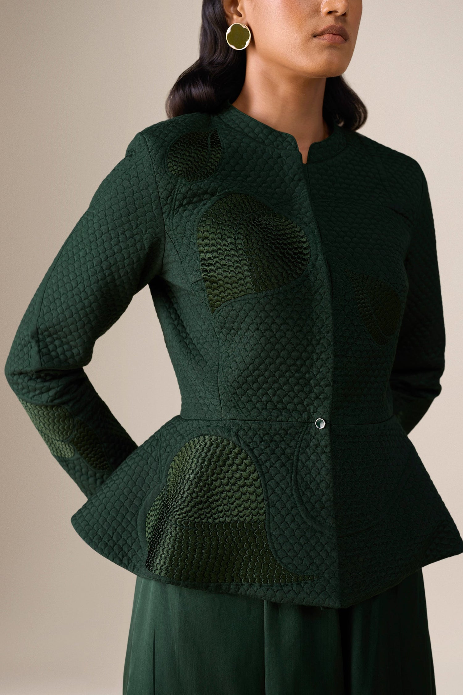  Silk Valla Jacket Set – Green