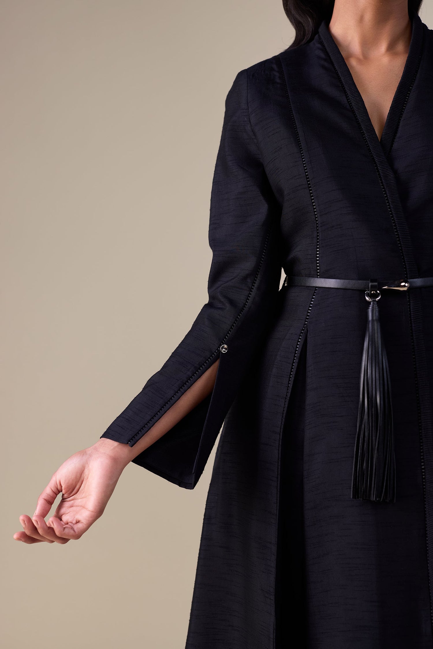  Silk Lev Jacket Set – Black