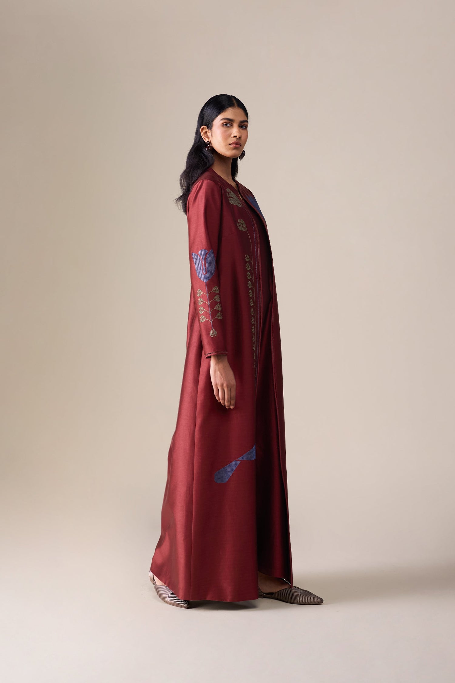  Chanderi Maliah Abaya Set – Green