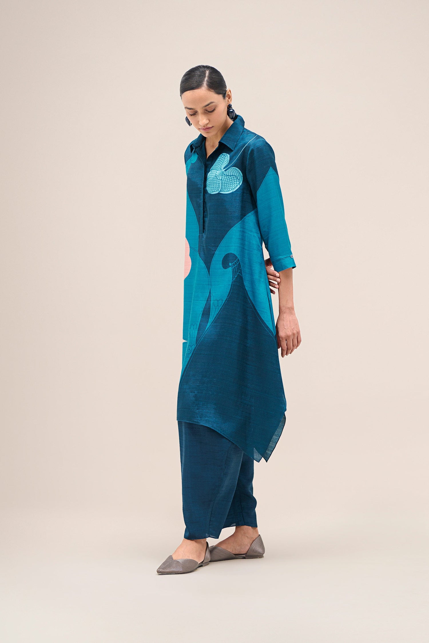  Silk Zoha Tunic Set – Blue