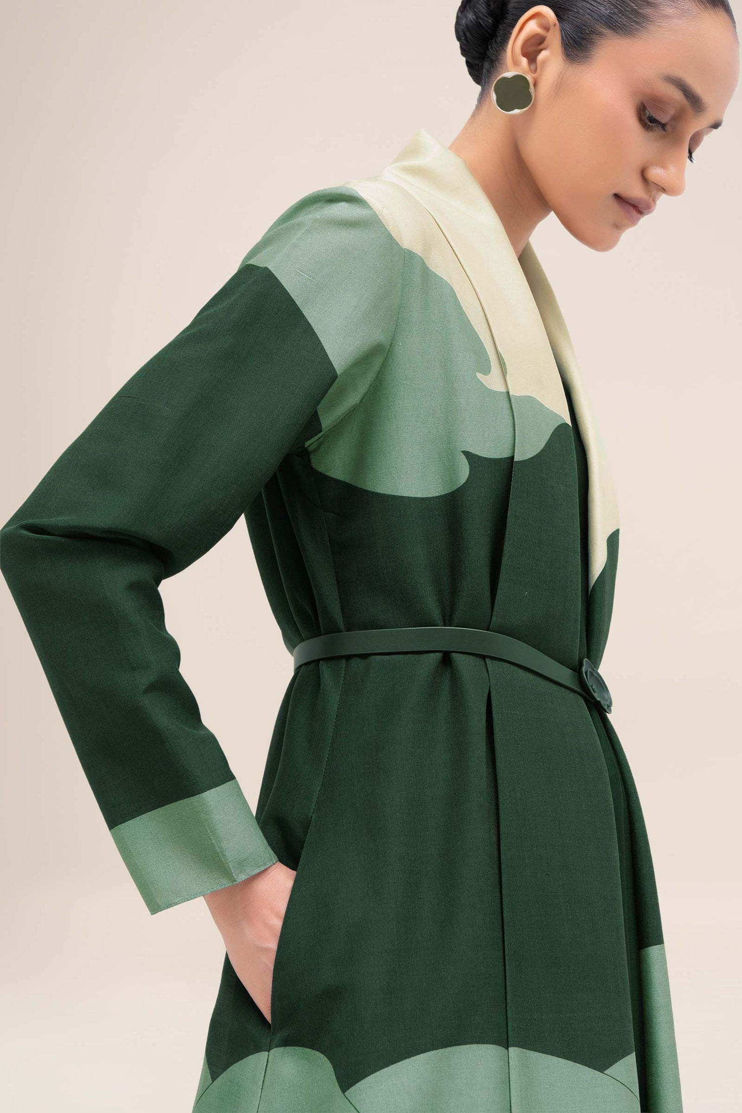  Chanderi Ghubar Abaya Set – Green