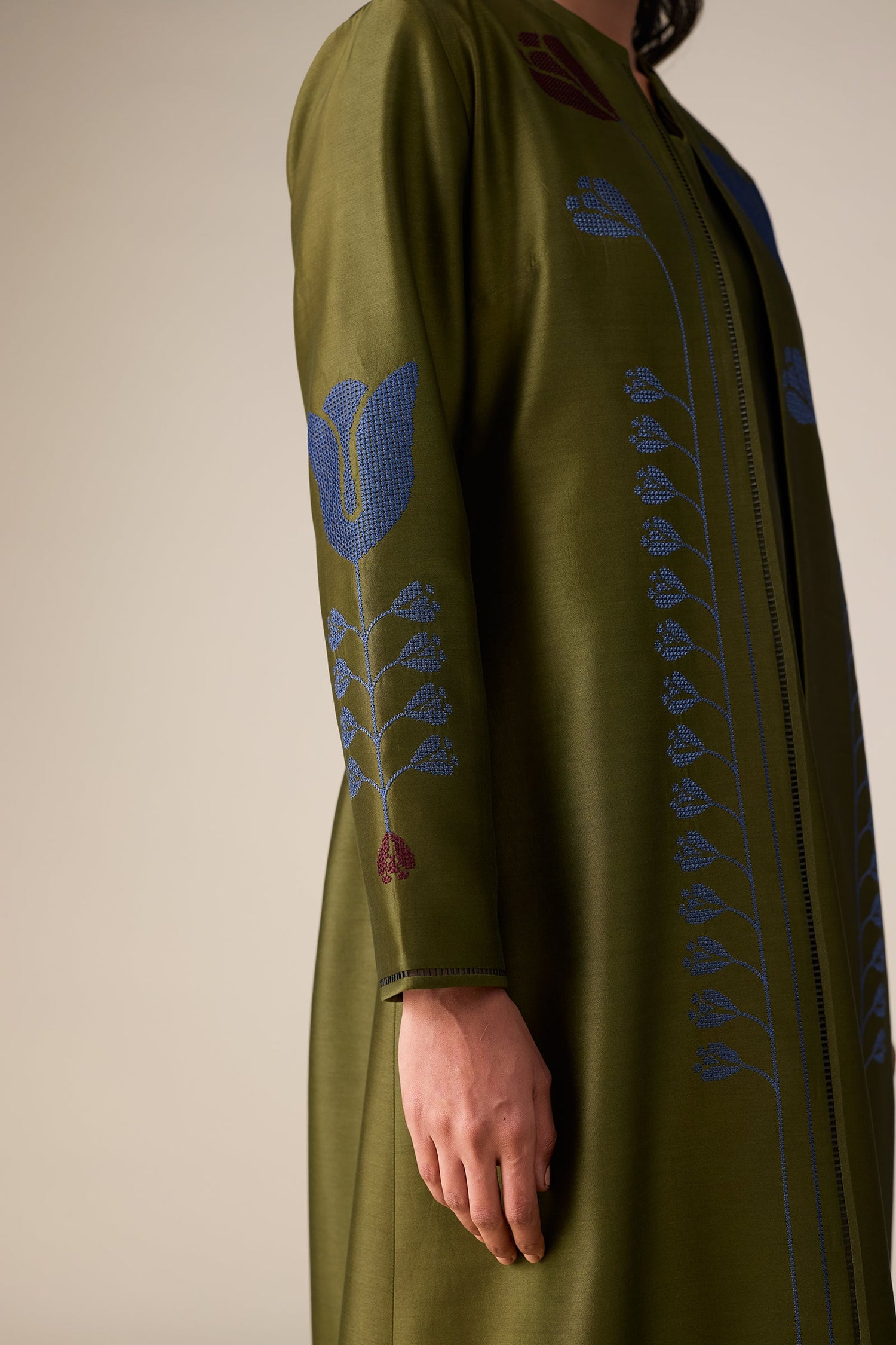  Chanderi Maliah Abaya Set – Red