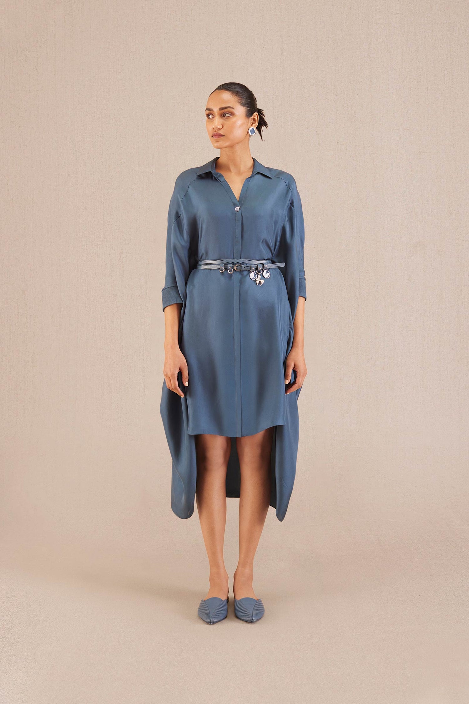 Aria Shirt Dress - Slate 