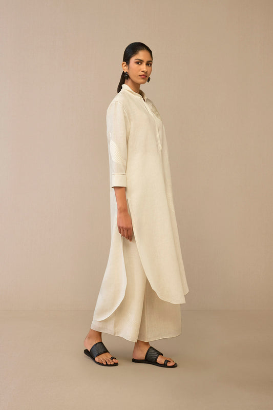 Linen Dilafrooz Tunic Set – Ivory