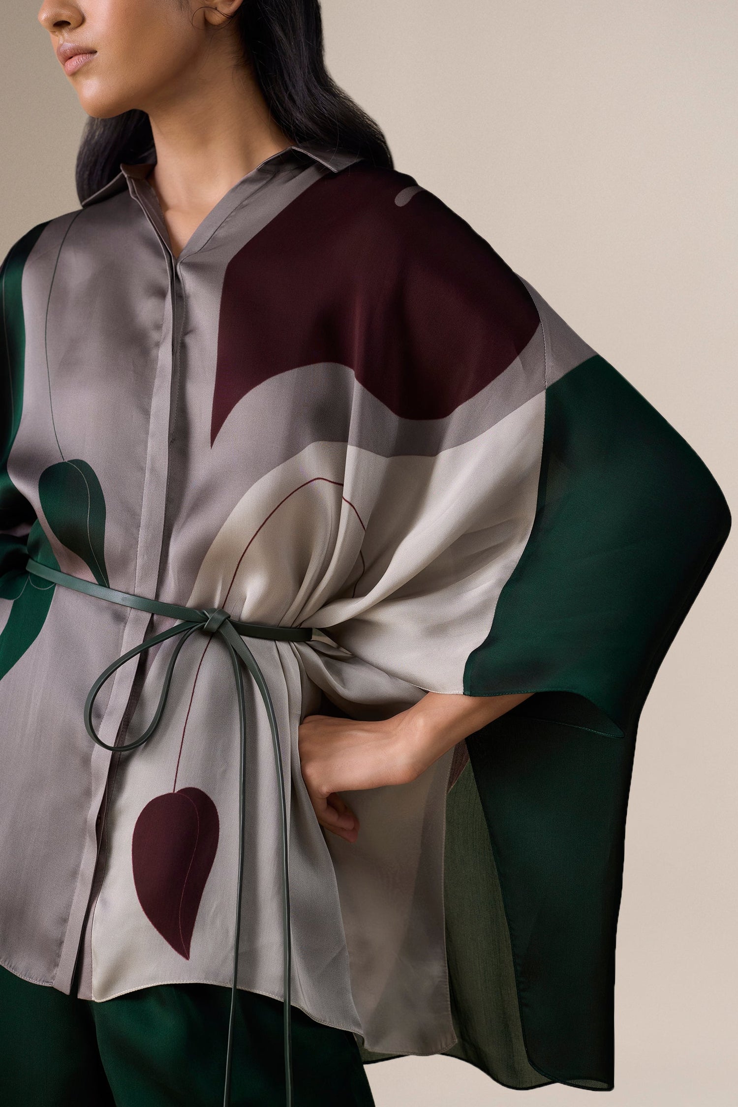  Silk Annera Shirt Set – Green