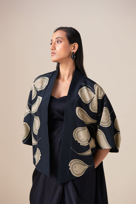 Habutai Sidra Saree Set – Black
