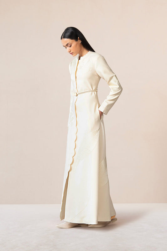 Wool Nahid Abaya Set – Ivory