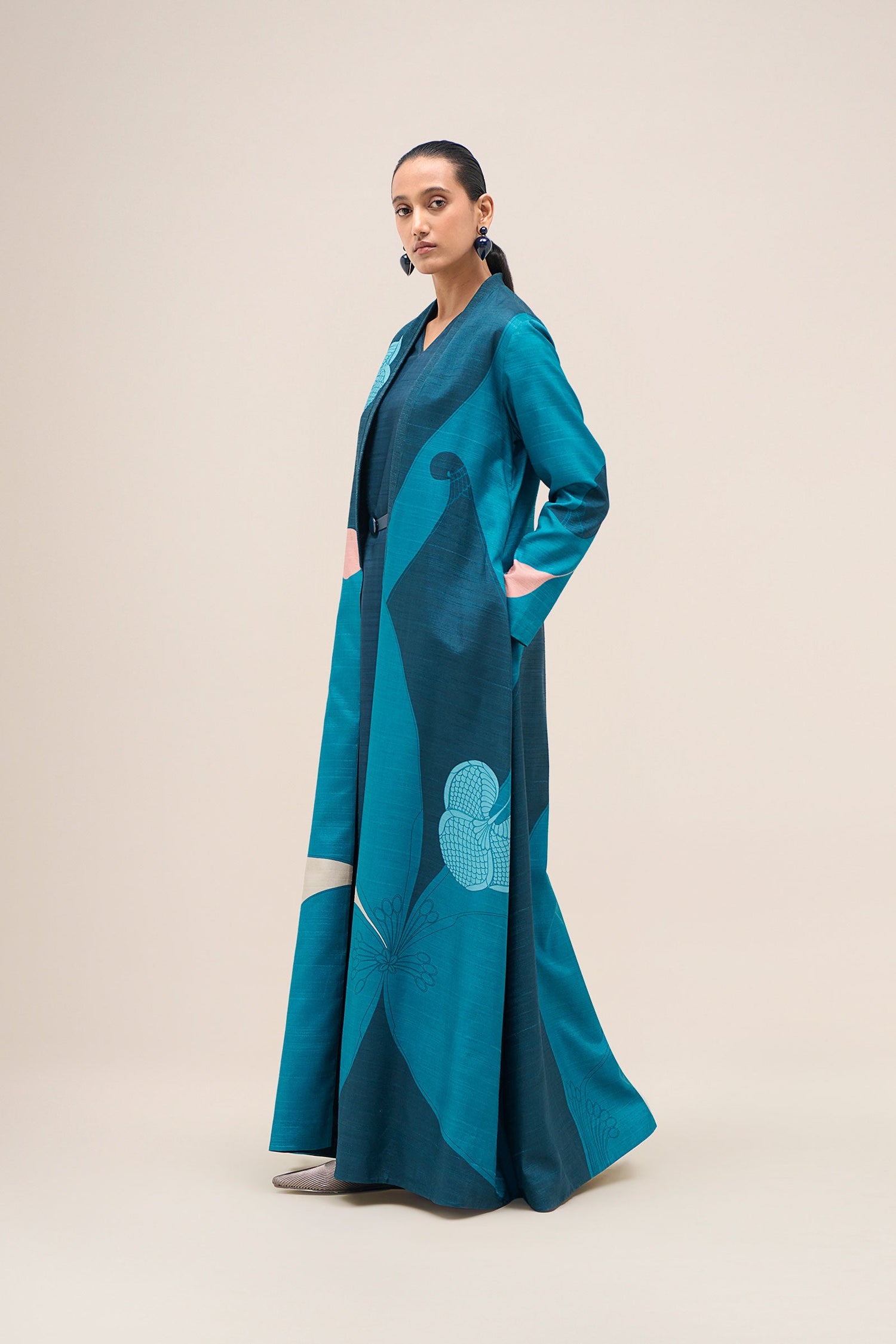 Silk Naaz Abaya Set – Blue