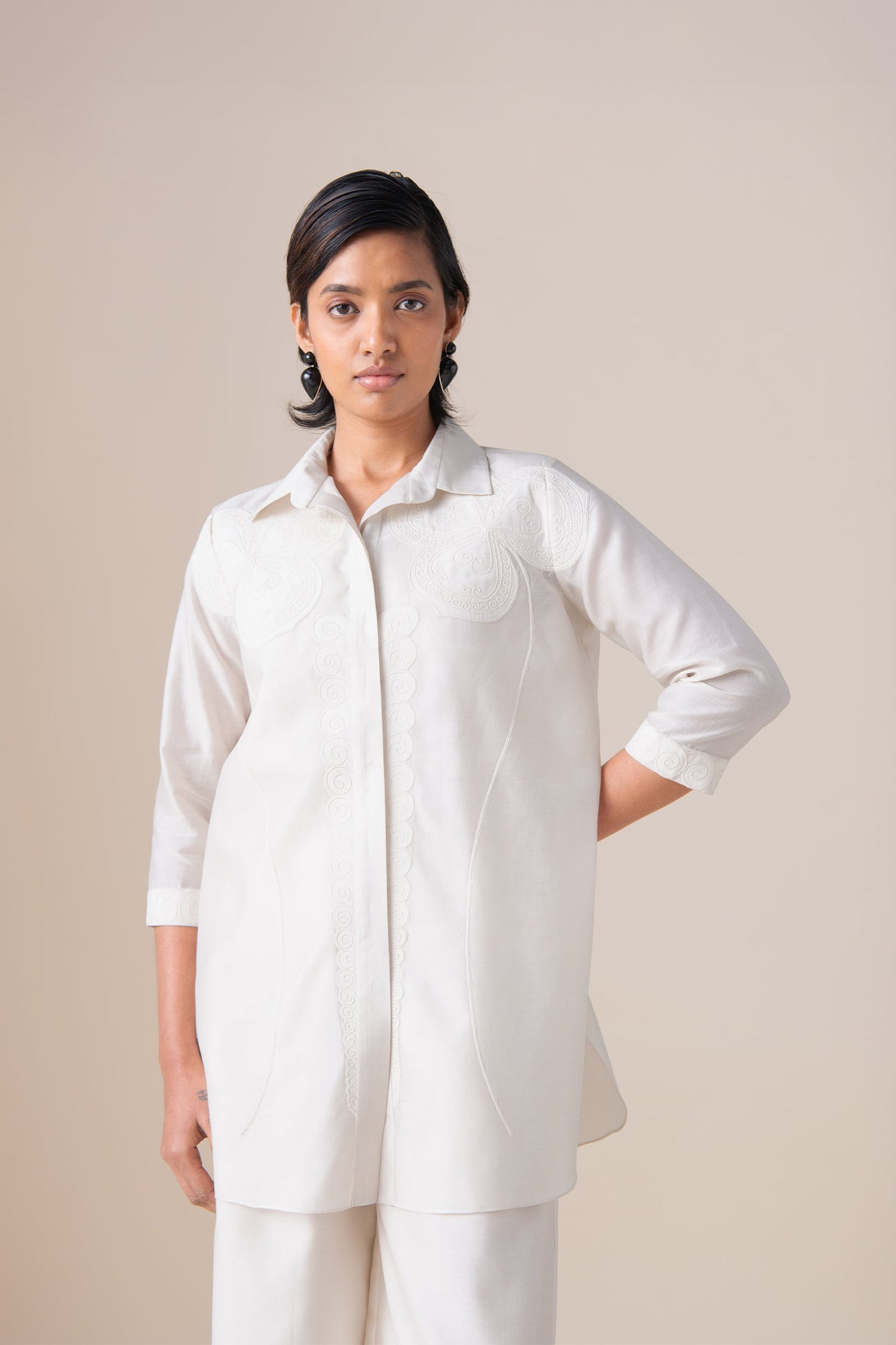  Chanderi Azea Shirt – Ivory