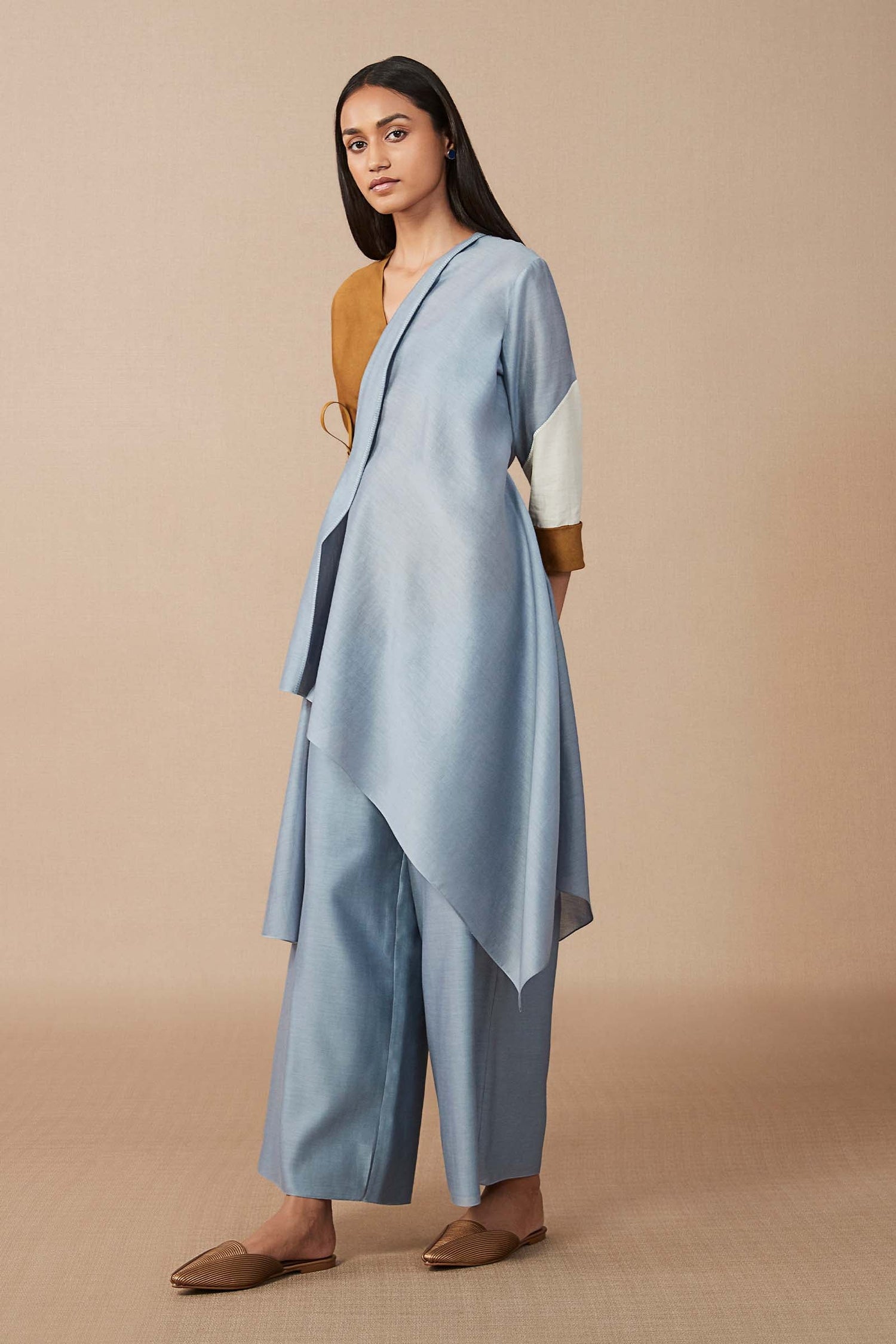   Naaila Wrap Tunic Set – Blue