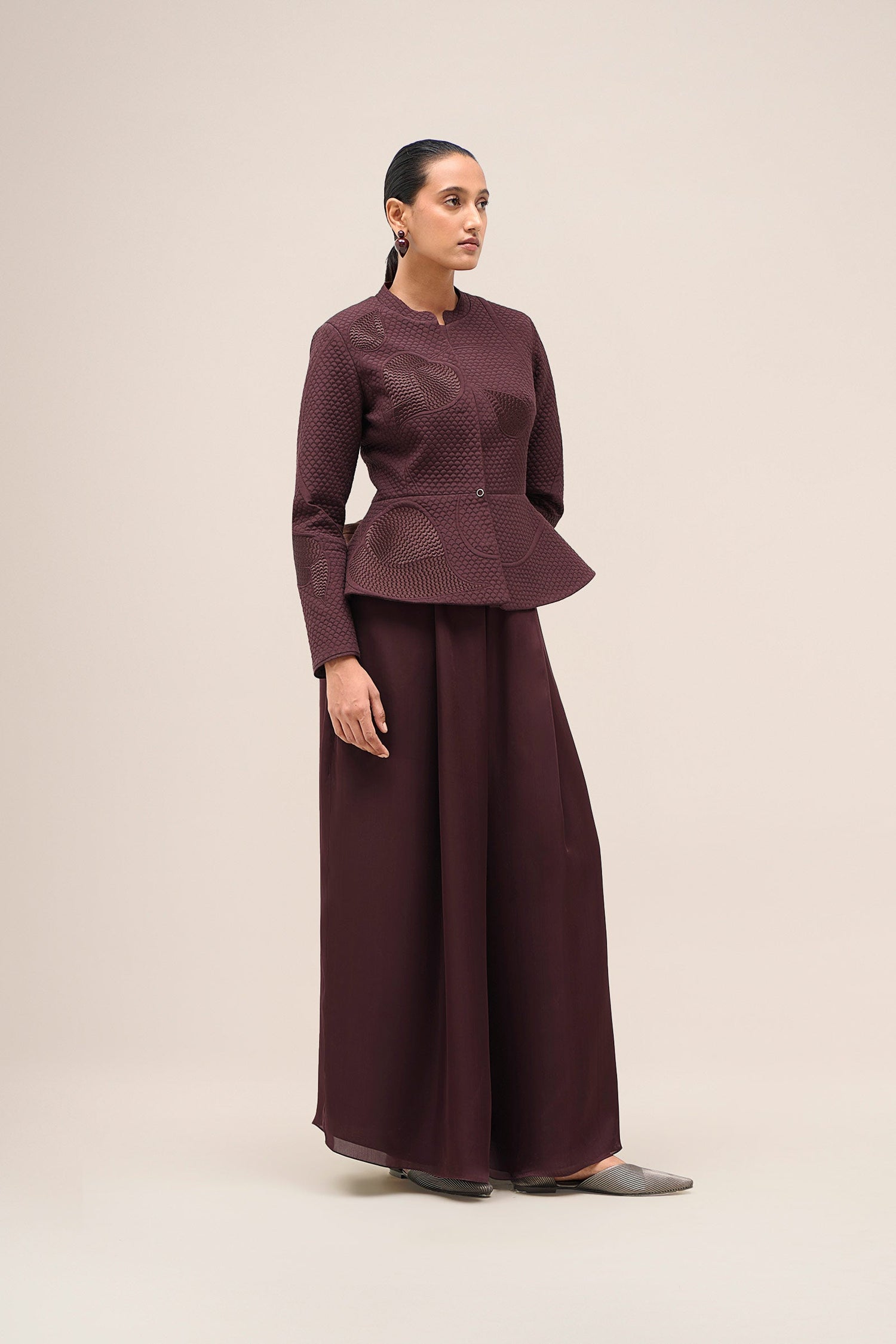  Shantung Valla Jacket Set – Red