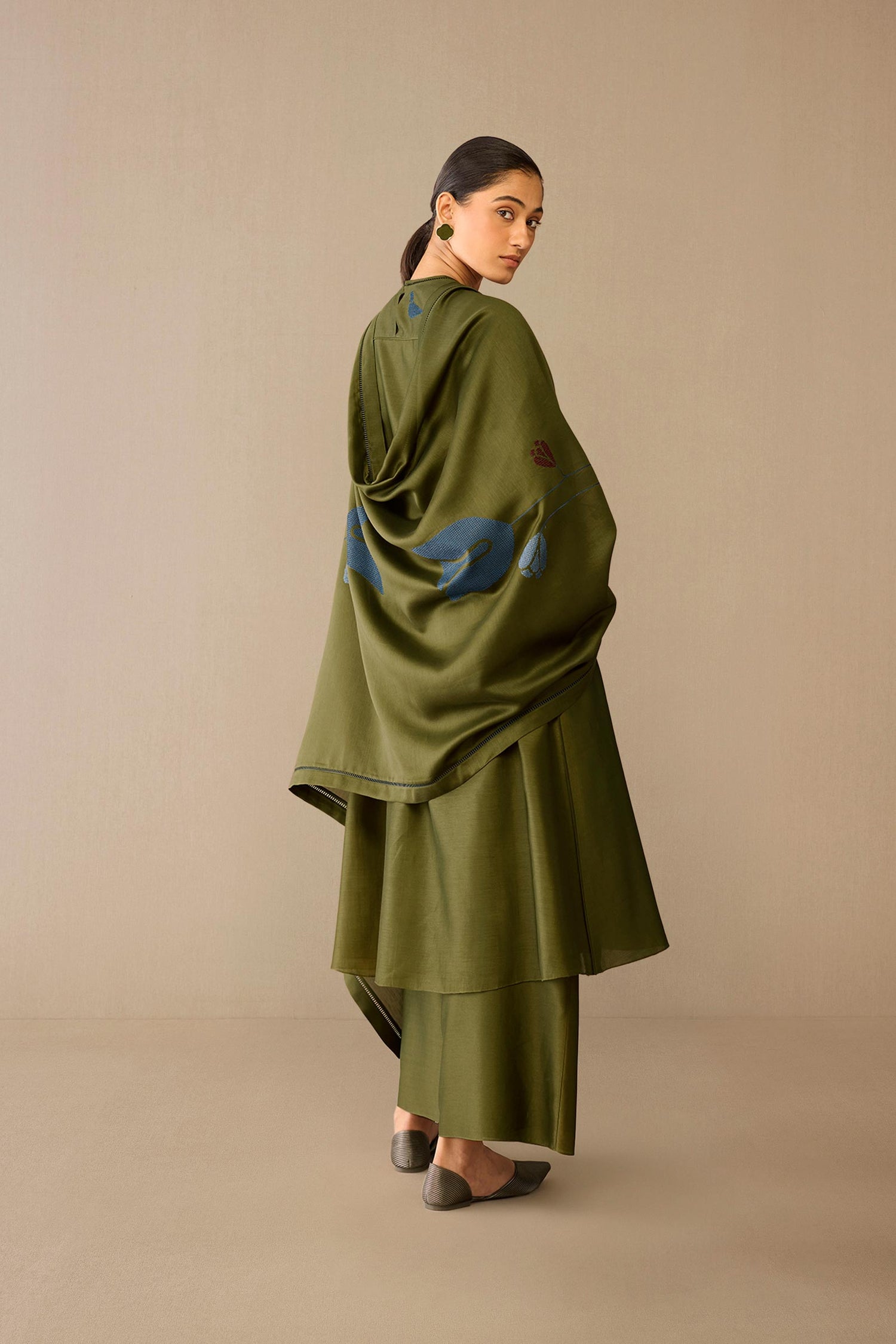  Chanderi Samreen Kurta Set – Green