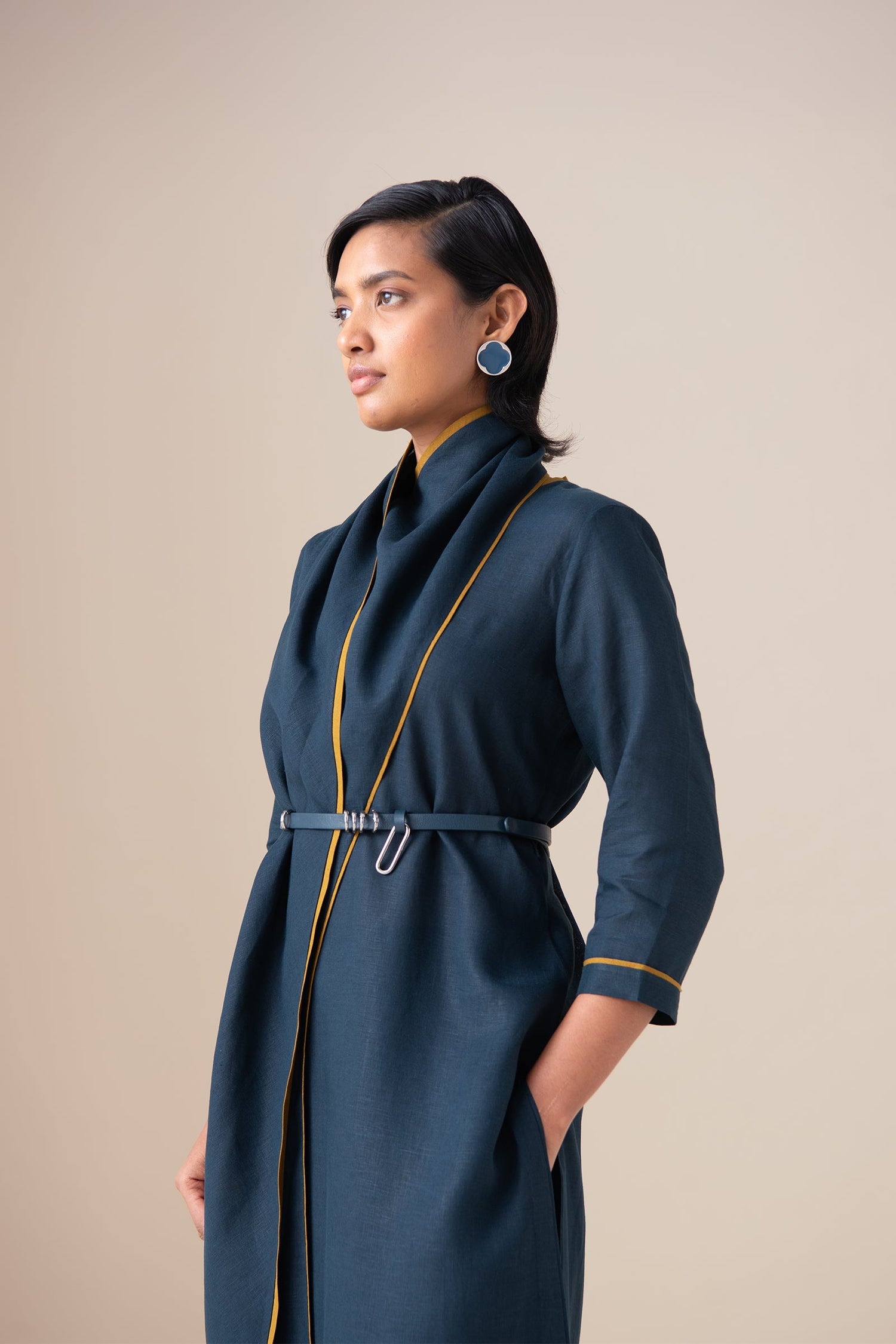  Linen Dilawar Tunic Set – Blue